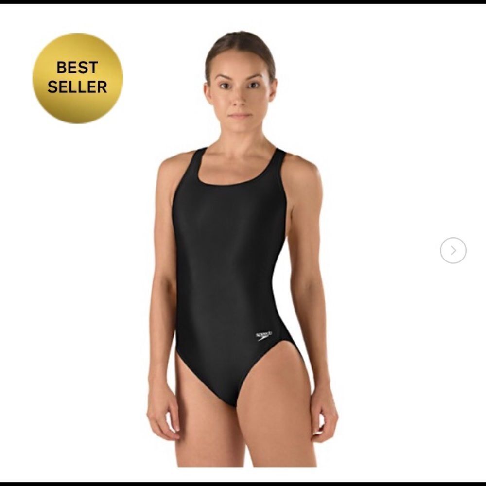 Speedo Black Racerback One Piece Swimsuit (NWT)